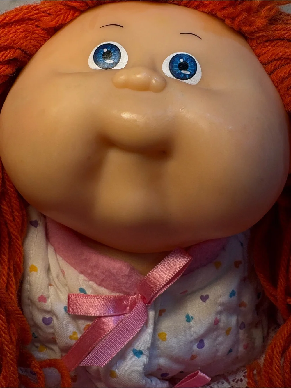 Vintage 1989 Cabbage Patch Doll Coleco Head Mold #20 Red Hair Blue Eyes Pjs